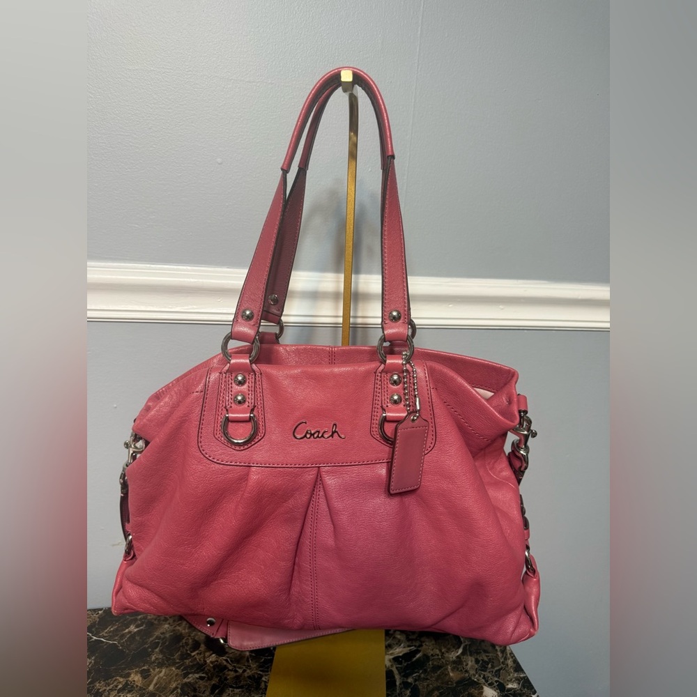 💕 Coach Ashley Pink Leather Satchel | Crossbody + Shoulder - Picture 2 of 15